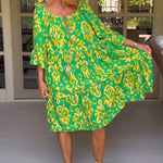 Robe à manches amples avec imprimé