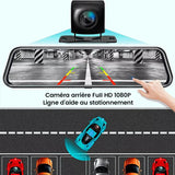 10 » Mirror Dash Cam Caméra avant et arrière Vision nocturne 1080P Touch Screen Car Recorder