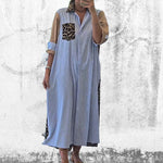 Robe chemise ample à motifs patchwork et rayures