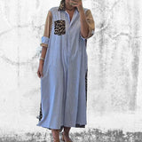 Robe chemise ample à motifs patchwork et rayures