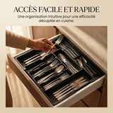 Plateau de rangement extensible et réglable pour ustensiles de cuisine