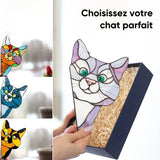 Attrape-soleil chat teinté à la main pour fenêtre