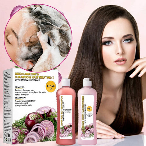 Ensemble shampooing et tonique capillaire à l'oignon et à la biotine