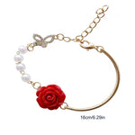 Bracelet de luxe en perles de rose rouge
