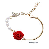 Bracelet de luxe en perles de rose rouge