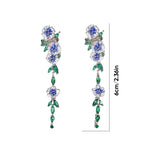 Boucles d'oreilles en chaîne à fleurs bleues