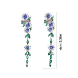 Boucles d'oreilles en chaîne à fleurs bleues