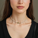 Collier croisé avec perles