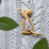 Broche avec Motif Animal en Bois (Clip de Chandail)