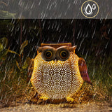 Lampe de jardin solaire en métal Hibou