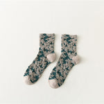 Chaussettes rétro en coton à fleurs