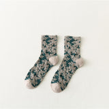 Chaussettes rétro en coton à fleurs