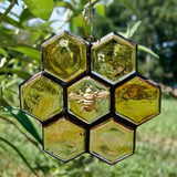 Ornement d’abeille en vitrail ou attrape-soleil