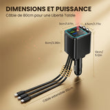 Chargeur de voiture rétractable universel 7 en 1