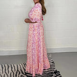 Combinaisons Kimono Col en V à Imprimé Géométrique