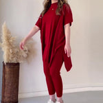 Ensemble deux pièces en tricot extensible pour femmes