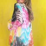 Top décontracté à col en V Tie-dye