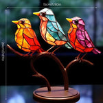Ornements en Verre Teinté Oiseaux sur Branches