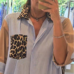 Robe chemise ample à motifs patchwork et rayures