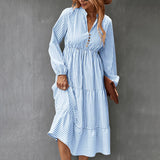 Robe à Manches Longues avec Imprimé Rayé