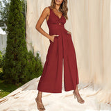 Combinaisons à encolure en V avec découpes et jambes larges