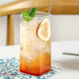 Verre à boisson carré, chic et pratique, avec couvercle et paille