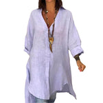Chemise décontractée en coton lin fendu