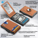 Fentes à cartes en cuir Pu pour AirTag, style homme d'affaires