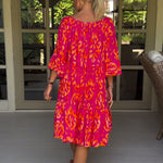 Robe à manches amples avec imprimé