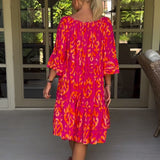 Robe à manches amples avec imprimé