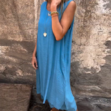 Robe sans manches à double épaisseur de couleur unie