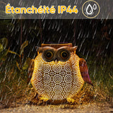 Lampe de jardin solaire en métal Hibou