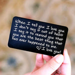 " I LOVE YOU " Carte métal gravée pour portefeuille