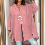 Chemise décontractée en lin de couleur unie