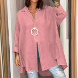 Chemise décontractée en lin de couleur unie