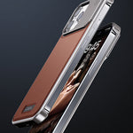Etui de téléphone en cuir et métal