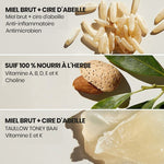Baume de suif de bœuf nourri à l'herbe biologique au miel brut