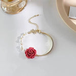 Bracelet de luxe en perles de rose rouge