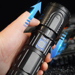 Lampe de poche blanche télescopique à zoom laser