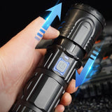 Lampe de poche blanche télescopique à zoom laser
