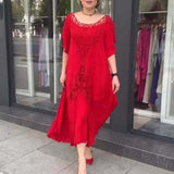 Robe à ourlet en dentelle et patchwork
