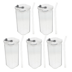 Verre à boisson carré, chic et pratique, avec couvercle et paille