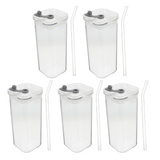 Verre à boisson carré, chic et pratique, avec couvercle et paille