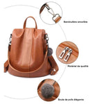 Sac à bandoulière antivol en cuir PU