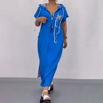 Robe à capuche zippée en patchwork