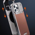 Etui de téléphone en cuir et métal