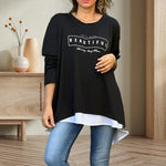 Lettre Col rond Faux T-Shirt deux pièces