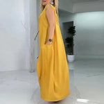 Robe longue décontractée sans manches à imprimé abstrait