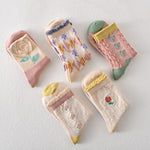 5 paires de chaussettes femme en coton fleuri rose