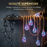 Guirlande lumineuse avec ampoules suspendues à des cordes de jute